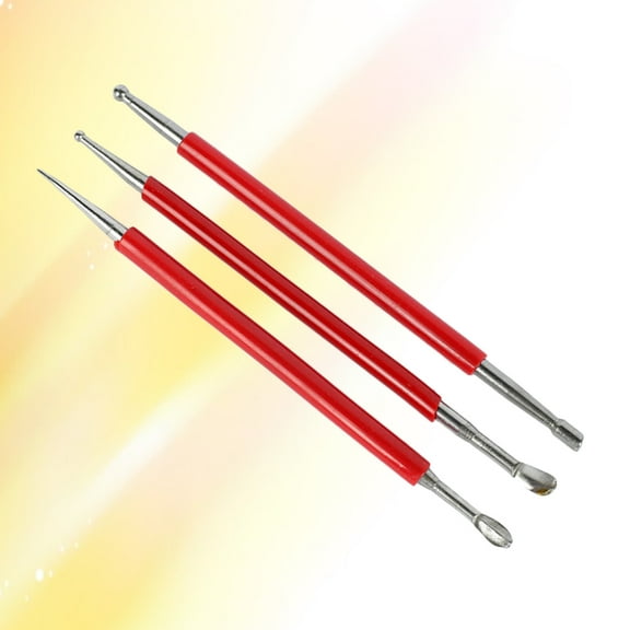 IDEANATEGRATE 3Pack Wax Carver For Craftsmen 16x0.8x0.5cm Red Color Pottery Tool Kit Clay Sculpting Tools