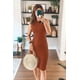 thumbnail image 5 of Vestido PRETTYGARDEN Bodycon Midi sin Mangas en Rojo Ladrillo XL, 5 of 7