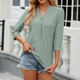 thumbnail image 4 of ZyeKqe Blouse for Women Dressy Casual 3/4 Sleeve Tops V Neck Shirts Ladies Loose Summer Tunic, 4 of 6