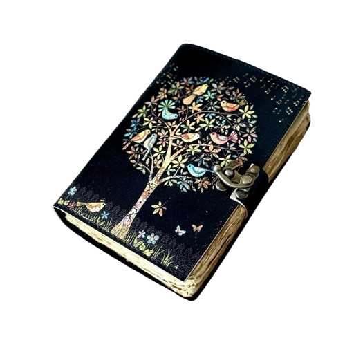 Tree of Life Leather Grimoire Journal – Blank Book of Shadows, 200 Pages Vintage Witchcraft Spellbook, Gothic Magic Diary ,