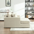 thumbnail image 4 of 56.3" Wide Extra-Large Sofa Bed with Sturdy Metal Legs, Chenille Linen Fabric Sleeper Sofa with Back Cushion and Pillows, Comfy Couch for Living Rooms Bedrooms Apartments, Beige, 4 of 9