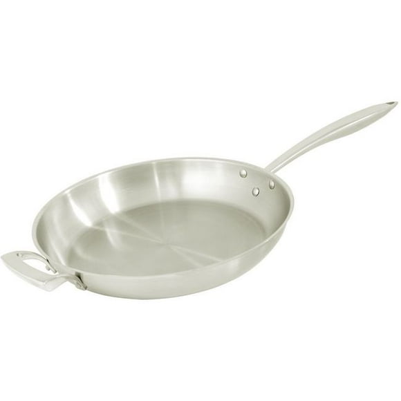 Browne Thermalloy Stainless Steel Deluxe Fry Pan with Helper Handle, 14 x 2.3 in