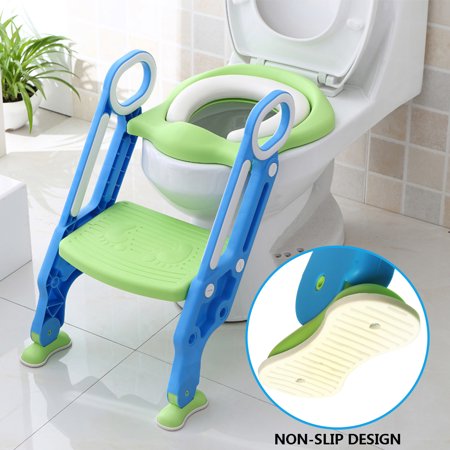 - Trainer Toilet Potty Soft Padded Seat Chair Kids Toddler + Ladder Step Up Stool