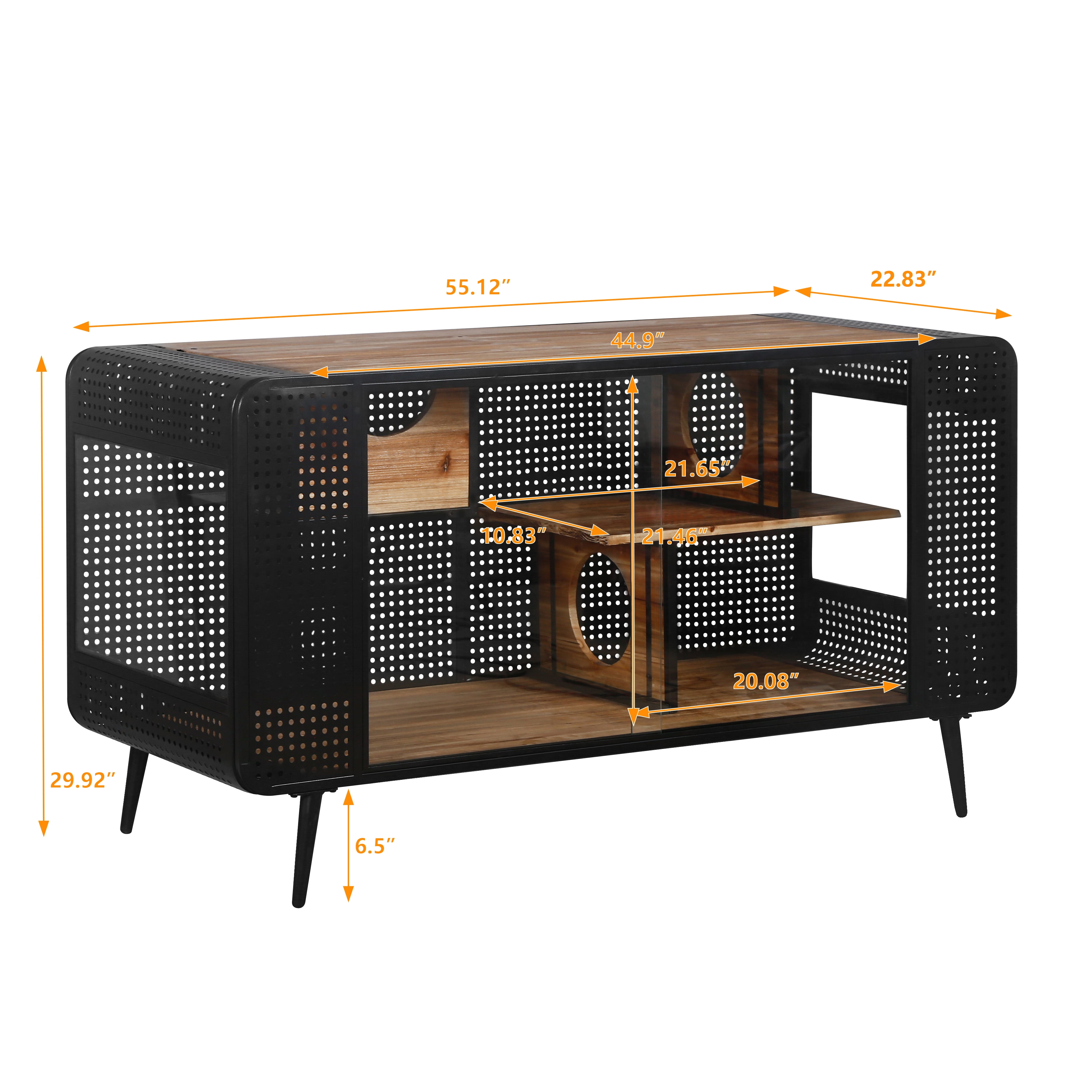 ZephyPaws Cat Litter Box Enclosure,Spacious Side Table Cat House with Tempered Glass,Hidden Litter Box Furniture for Indoor Cat,Large Enclosed Litter Box House,Black+Brown