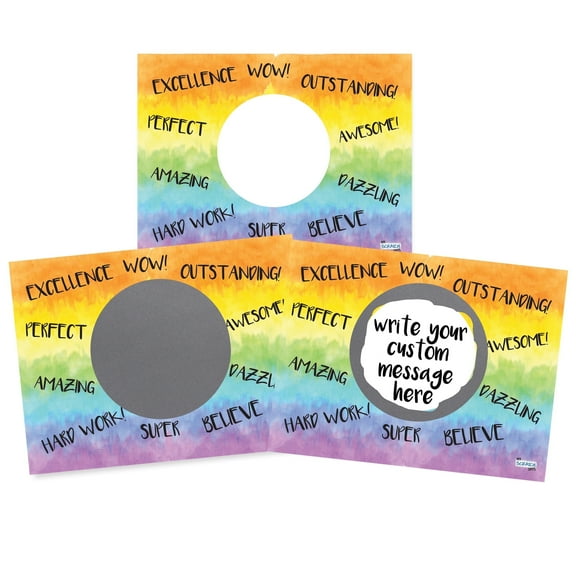 My Scratch Offs Watercolor Rainbow Motivational Inspirational DIY Scratch-off Note Cards & Stickers, 20 Pack