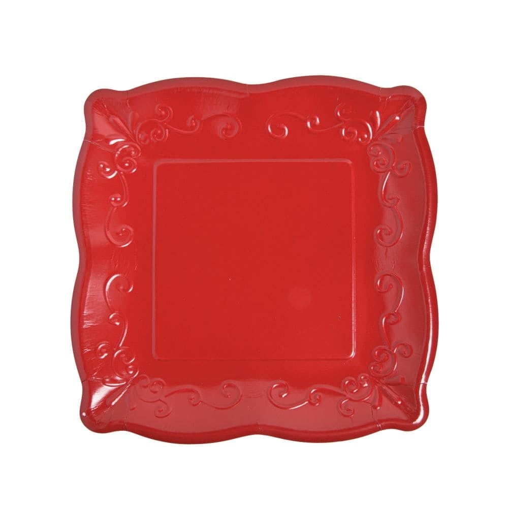 Red Scalloped Dinner Plates (8Pc) Party Supplies 8 Pieces