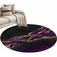 thumbnail image 2 of Marble Black Round Area Rug 3.3 FT, Non Slip Small Entryway Kitchen Mat, Purple Gold Art Abstract Vintage Farmhouse Washable Soft Circular Rug Non-Shedding Door Mat for Bathroom Playroom Kids Room, 2 of 9