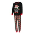 thumbnail image 3 of Elippeo Family Matching Christmas Pajamas, Baby Romper/Letter Santa Print Long Sleeve Tops and Plaid Pants Sleepwear Set, 3 of 10