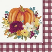 Pioneer Woman Gingham Harvest Thanksgiving Paper Dinner Napkins, 8in, 20ct