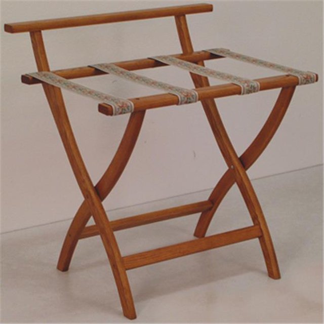Wooden Mallet LR4-MOTAP WallSaver Luggage Rack in Medium Oak with Tapestry Webbing