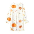 thumbnail image 4 of Pajamas for Girls Loose Halloween Graphic Print Crew Neck Long Sleeve Ruffle Nightgown Pjs for Girls Size 3-4 Y, 4 of 5