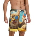 thumbnail image 2 of Fuzoiu Sunglasses Beach Kittens Print Pajama Shorts for Men, Men's Pajama Bottoms,Mens Lounge Sleepwear,Pajama Pants with Pocket-Small, 2 of 6