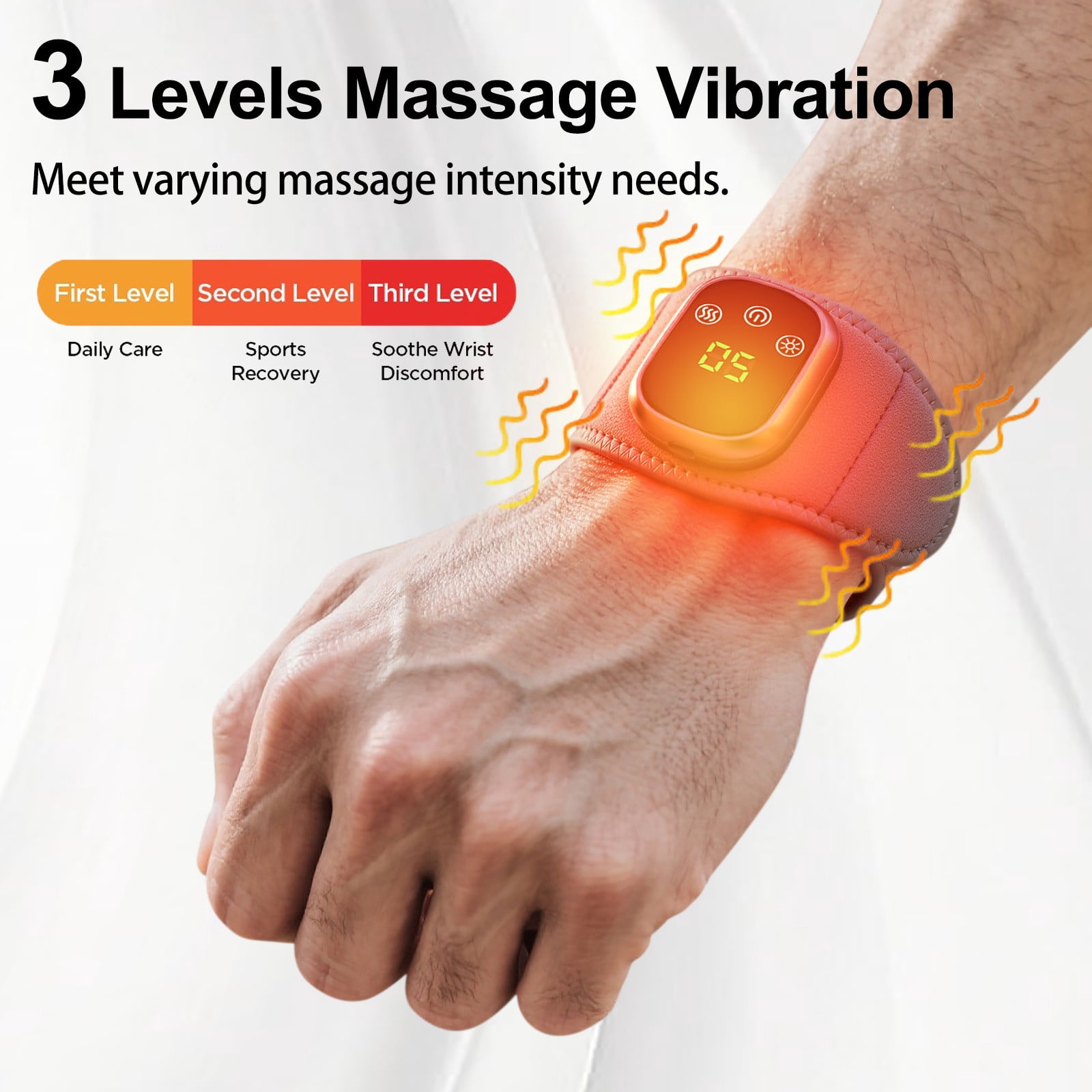 Cordless Wrist Heating Pad Wrap, Heated Wrist Massager for Men Women,Rechargeable Wrist Warmers with 5 Heating Levels and 3 Vibration Mode