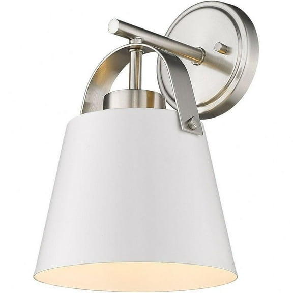 1 Light Wall Sconce in Modern Style-12.75 inches Tall and 8 inches Wide-Matte White/Brushed Nickel Finish Bailey Street Home 372-Bel-4652463