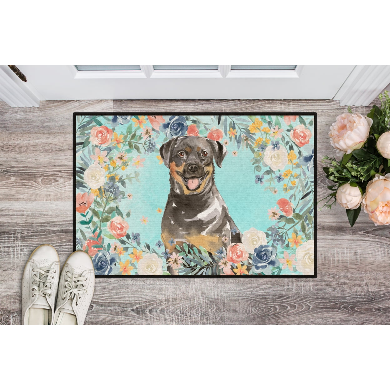Carolines Treasures CK3415JMAT Rottweiler Door Mat Indoor Rug or Outdoor Welcome Mat 24x36 Doormat 36"L x 24"W