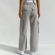 thumbnail image 2 of Gibobby Pantalones tipo cargo mujer Pantalones casuales de jeans de trabajo con múltiples bolsillos de color sólido para mujer(Gris,M), 2 of 5