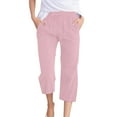 thumbnail image 3 of Lixiuxyad Business Casual Pants Women's Casual Solid Color Plain Weave Breathable 7/8 Pants,Pink, 3 of 5