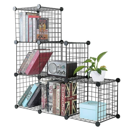 AUGIENB 6 Cube Storage Metal Wire Cube Organizer Cubes DIY Storage Shelves Closet Grids Wire Cubes Stackable Storage Bins Modular...
