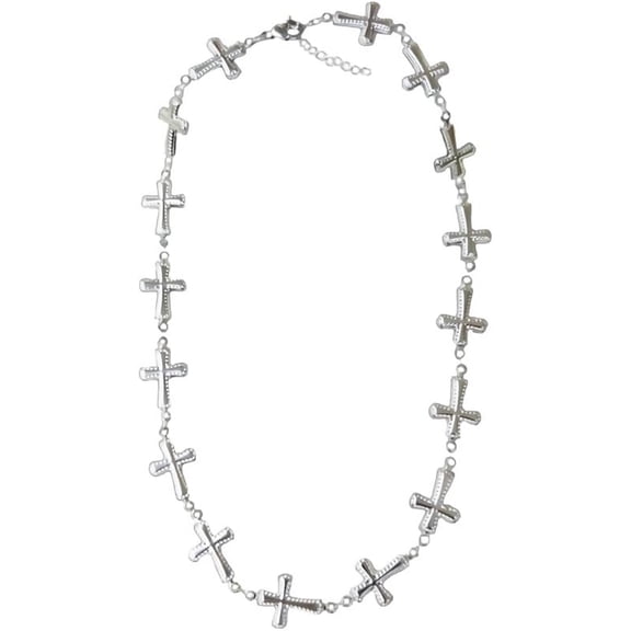 Zephyriana Sideways Cross Necklace for Women Multi Crosses Charm Necklace Stainless Steel Cross Pendant Necklaces Personality Religious Faith Charm Choker Costume Jewelry Gift
