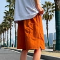 thumbnail image 7 of USNSM (S-5XL) Big and Tall Mens Linen Shorts Flat Front Casual Elastic Waist Drawstring Summer Beach Vacation Shorts with Pocket Orange S, 7 of 7