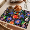 thumbnail image 3 of Mexican Flower Placemats Set of 12 Abstract Colorful Floral Leaf Plant Place Mats Indoor Wipeable Table Mats Washable Cloth Dining Table Placemats for Kitchen Holiday Party Home Decor 13x19 Inch, 3 of 9
