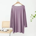 thumbnail image 4 of VOONCAS Womens Tops Modal Casual Fall Winter Crew Neck Solid Long Sleeve Purple Going Out Tops for Women Size Free Size, 4 of 7
