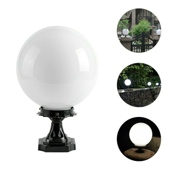 LRXIYODE White Globe Lamp Post Light Fixture for Outdoor Patio Porch and Garden Decoration