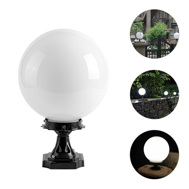 OULII White Globe Outdoor Lamp Post Light Fixture Weather Resistant Decorative Lighting for Patio Porch Yard