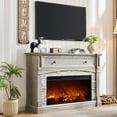 thumbnail image 2 of OKD Farmhouse TV Stand Electric Fireplace with Mantel, 52 inch Entertainment Center w/36 Electric Fireplace & Sime-Open Cubby & Open Bottom for Living Room, Light Rustic Oak, 2 of 6