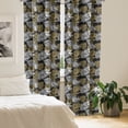 thumbnail image 3 of Ambesonne Aloha 4-Panel Curtains, Tropic Foliage Motifs Dots, 56"x63", Army Green Black White, 3 of 4