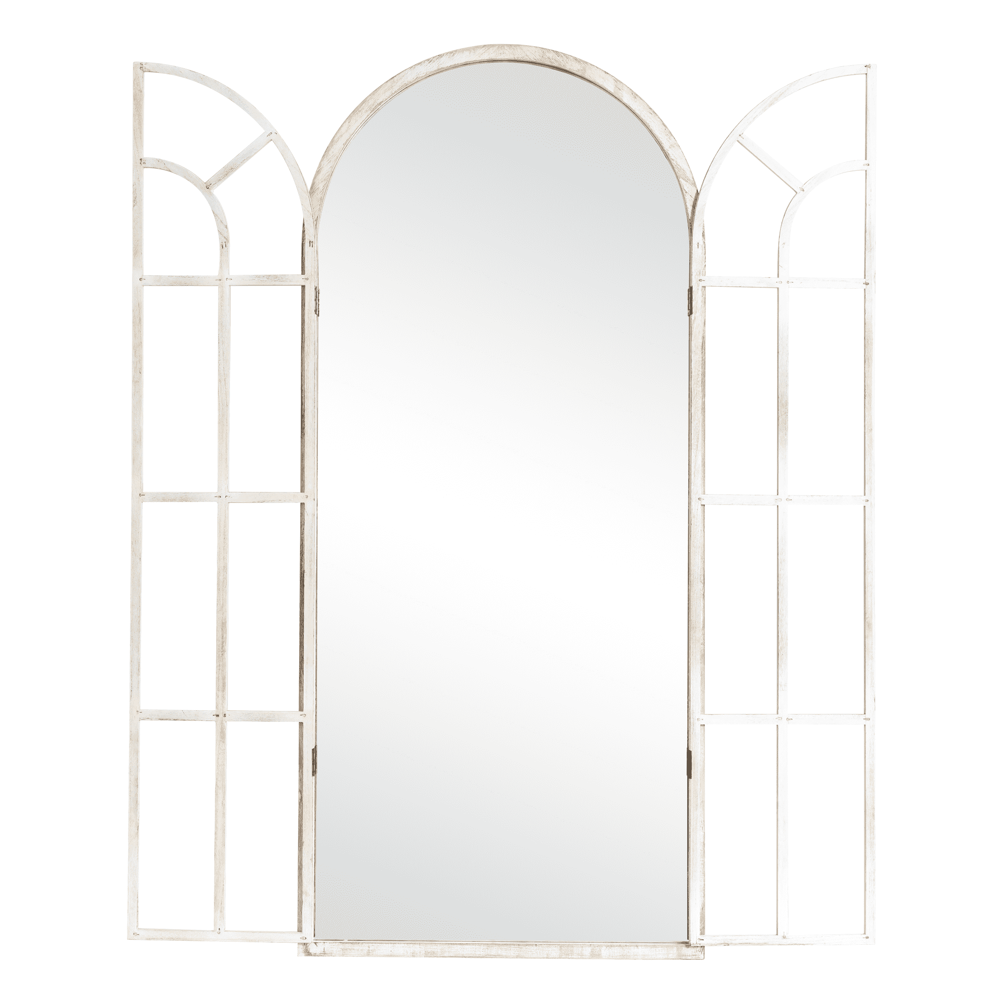 MAYEERTY 71"x32" White Arched Wall Mirror Full Lengthr with Hanging Mirror