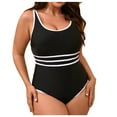 thumbnail image 3 of TaTaai Women's Plus Size Color Block Swimsuit, Sleeveless Backless One Piece with Soft Cup and Stripe, Slim Fit Athletic Swimwear for Vacation, Pool Activities and Summer Gift, 3 of 9