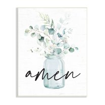 Stupell Industries Amen Religious Calligraphy Eucalyptus Botanicals Country Jar Graphic Art Unframed Art Print Wall Art, Design by Lettered and Lined