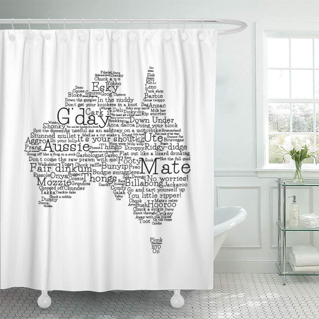 CYNLON Australia Australian Slang Map Word Aussie Travel Typo Gday Bathroom Decor Bath Shower