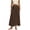☪538-Brown, variant on Women's Solid Ice Silk Crinkle Slit Long Midi Skirt - Flowy Maxi Skirt for Everyday Style, Pants for Women