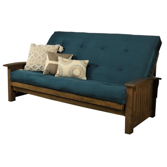 Kodiak Furniture Washington Queen-size Wood Futon with Suede Blue Mattress