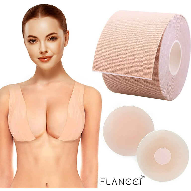 Waterproof Body Tape For Backless Dresses Boobytape Breast Lift Kit (2 Rolls) - Invisible Body Tape For Large Breasts With Nipple Covers Waterproof Body Tape For Backless Dresses Boobytape Breast Lift Kit (2 Rolls) - Invisible Body Tape For Large Breasts With Nipple Covers