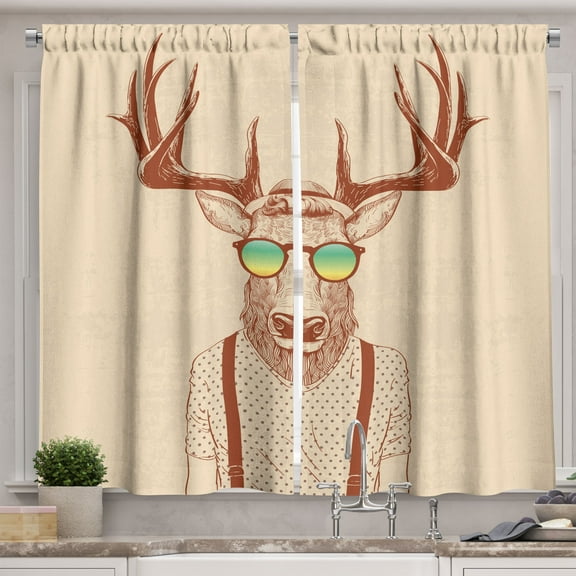 Ambesonne Kitchen Curtains, , 55"x24", Peach Brown