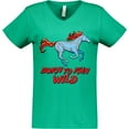 thumbnail image 3 of Inktastic Born to Run Wild- galloping horse Women's V-Neck T-Shirt, 3 of 5