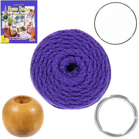 Craft County Macrame Plant Hanger Kits - 100 YDS 4mm Bonnie Cord, 14-Pack of 16mm Round Wood Beads - Instructional Booklet Included - Makes One Custom Color 42-Inch-Long Plant Hanger