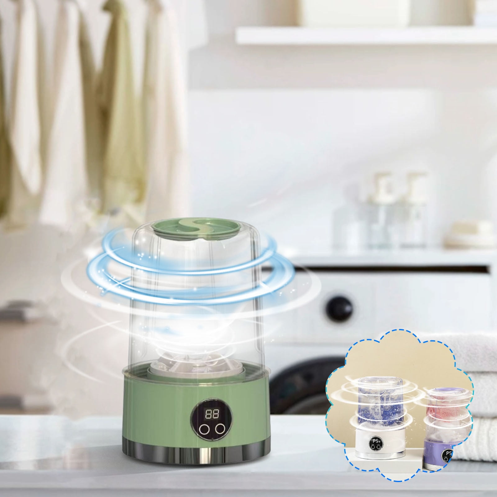 Portable Mini Washing Machine Wireless Charging Automatic Underwear Socks Cleaner Compact Laundry Cup for Travel Camping Small Apartment Use
