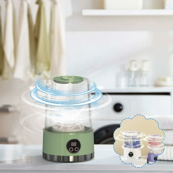 Underwear Washing Machine, Rechargeable Mini Portable Washing Machine, Compact Deep Cleans Baby Clothes, Underwear Washer, Mini Laundry Machine for Apartment, Dorm, RV, Travel Green