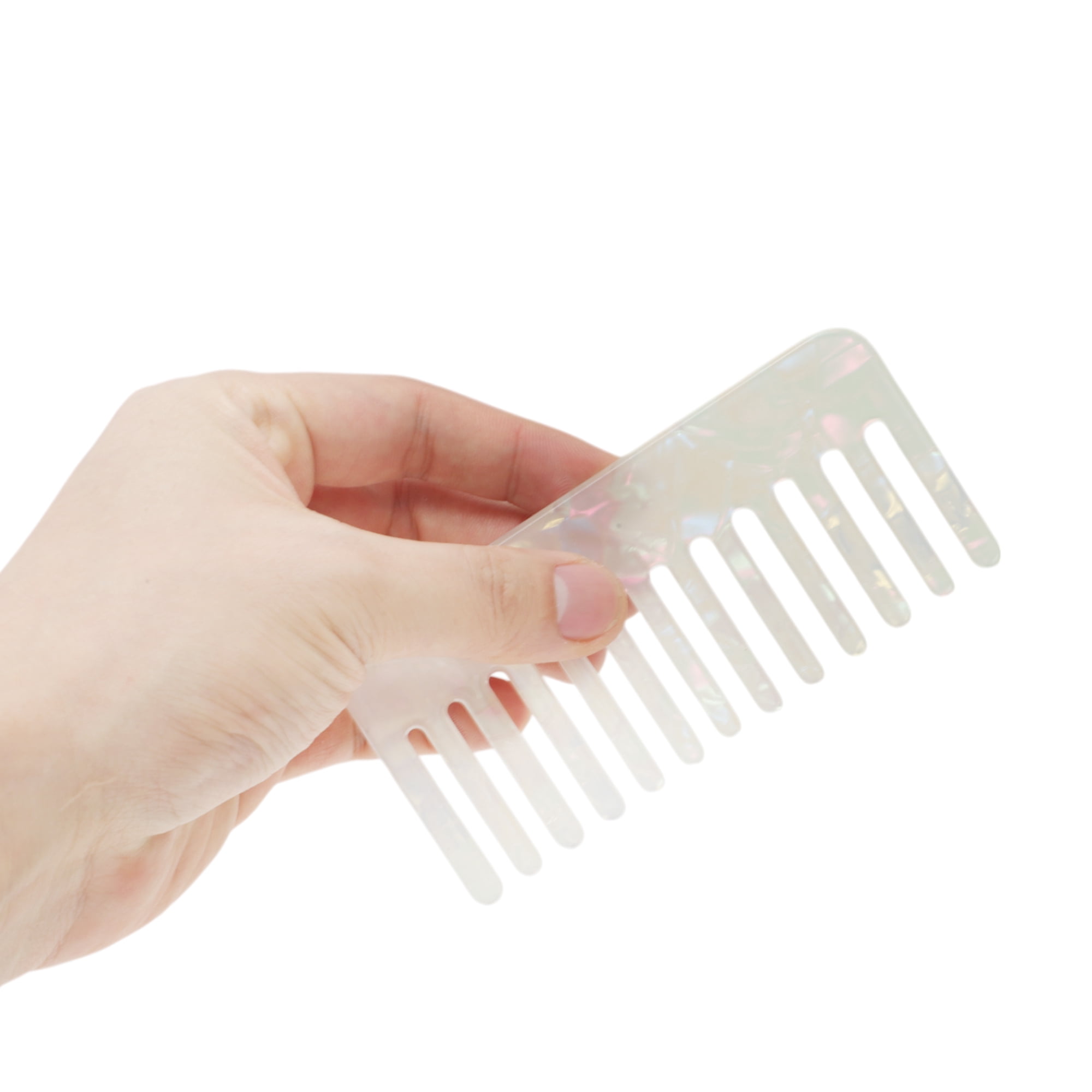 Unique Bargains 1 Pc Vintage Portable Wide Tooth Comb for All Hair Types Colorful White