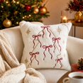 thumbnail image 4 of Dalxymotic Christmas Throw Pillow Covers, Snowflake Bow Designs 17.71x17.71 Inch, Holiday Decorative Cushion Cases, Christmas Decorations Indoor Outdoor for Sofa, Couch, Bed, 4 of 7