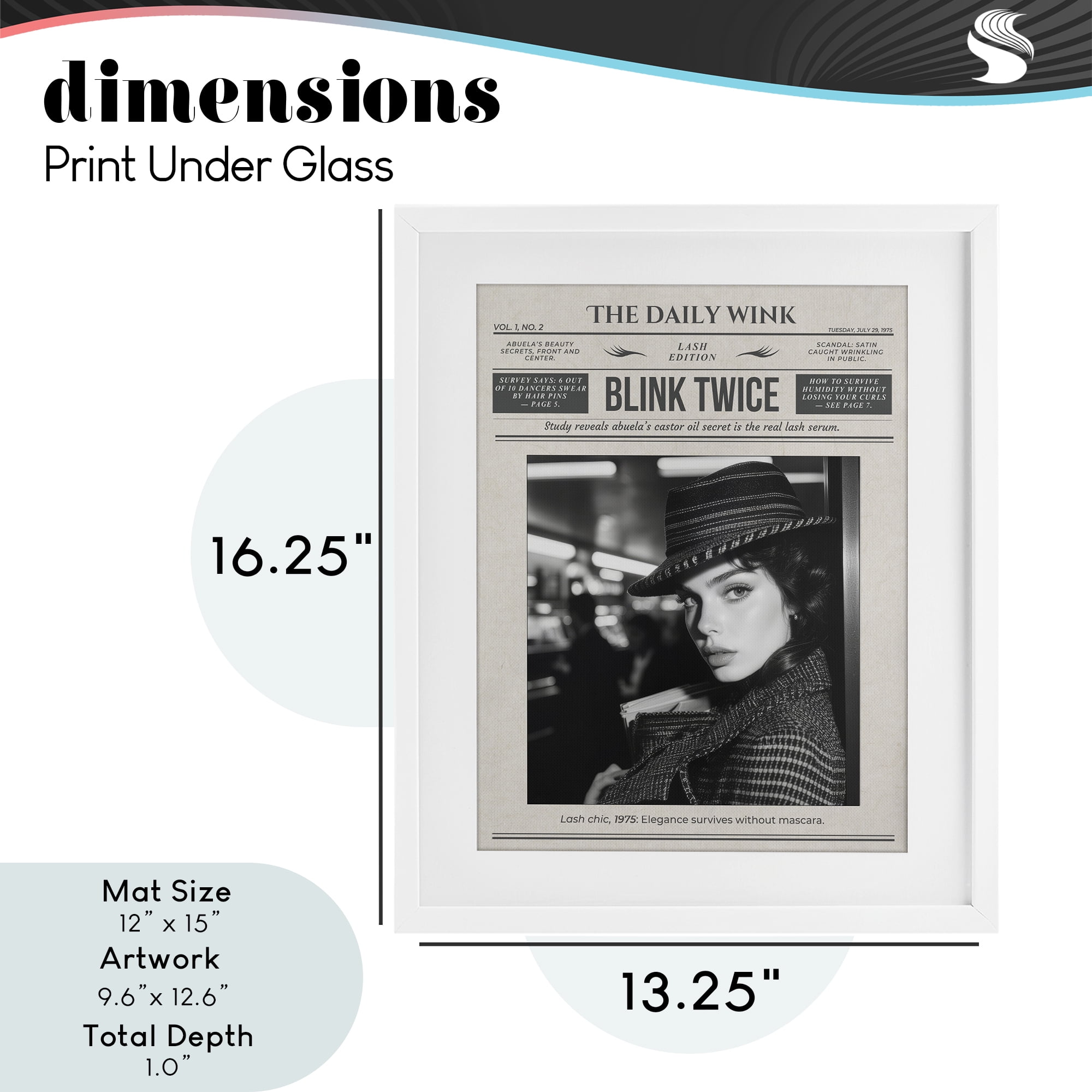 The Daily Wink Magazine White Framed Print Under Glass, design by A Barefoot Stylist