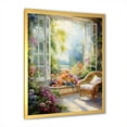 thumbnail image 2 of Designart "French Window View in Orange and Green III" Floral Framed Wall Art - Traditional Green Window Living Room Framed Canvas Art, 2 of 6