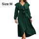 thumbnail image 2 of Vestido largo cruzado con cuello en V y volantes con cuello en V sexy para mujer - Verde oscuro Adepaton BST3000038-2, 2 of 7