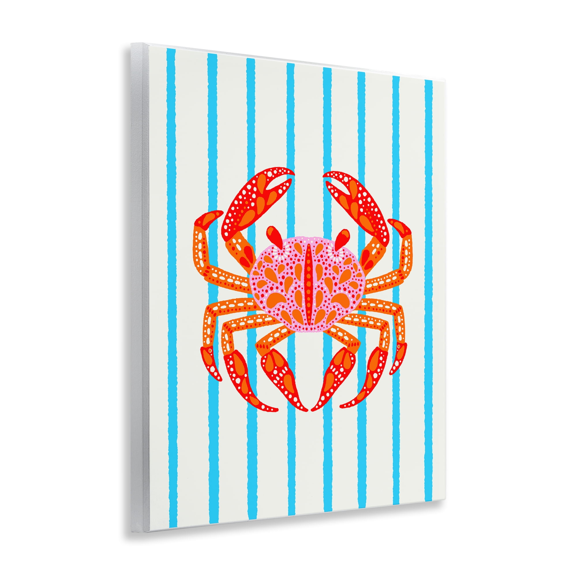 Stupell Industries Bright Crab on Stripes Wall Plaque Art, design by Indira Prieto | IndySign