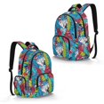thumbnail image 2 of Whosucclay Tropical Leaf Print Kids School Bag Backpack with Large Capacity Lightweight Bookbag, with Front Pocket 17 Inch Satchel for Weekend Camping, 2 of 8