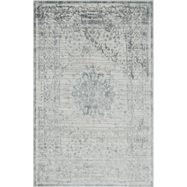 Unique Loom Collection Aberdeen Tapis Traditionnel Vintage Texturé, 5 x 8 Pieds, Gris/ivoire